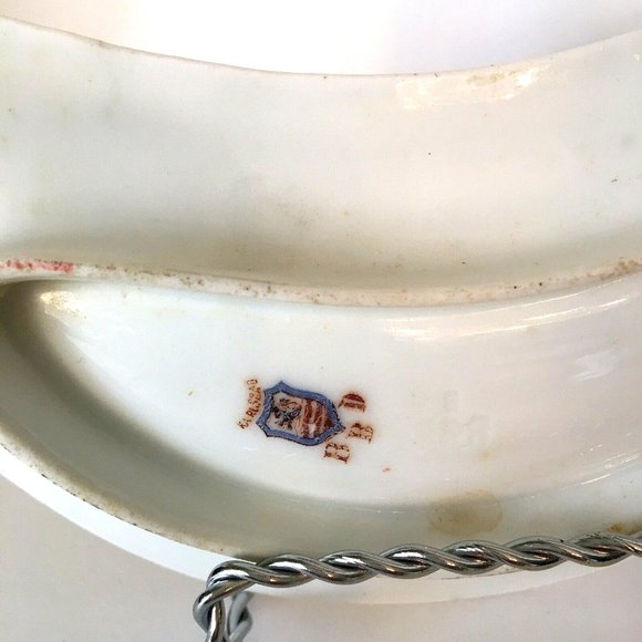 Vintage Bone Dish Set Austrian Karlsbad BBD Cherry Blossom 7" x 3.25" Porcelain - Picture 5 of 7